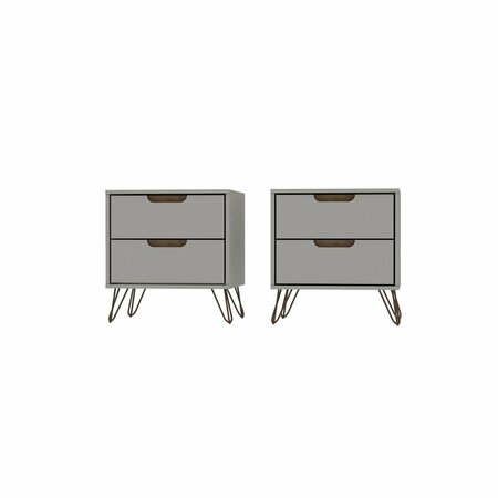 DESIGNED TO FURNISH Rockefeller 2-Drawer Off White & Nature Nightstand, 21.65 x 20.08 x 17.62 in., 2PK DE2616470